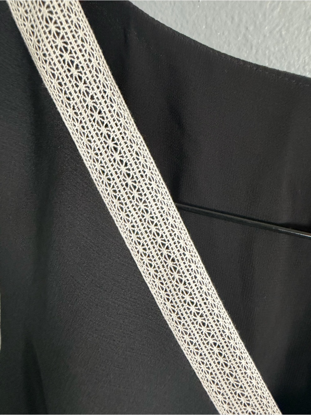Ann Taylor Black Midi Dress with Cream Chevron Trim - Picture 5 of 8